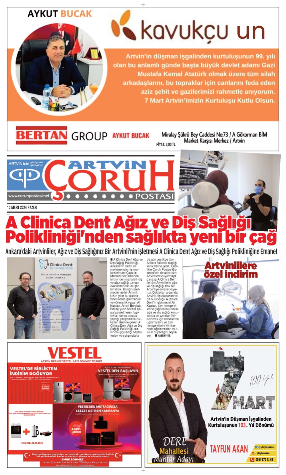 Çoruh Postası Gazetesi 7 Mart 2.özel sayımız dağıtımda