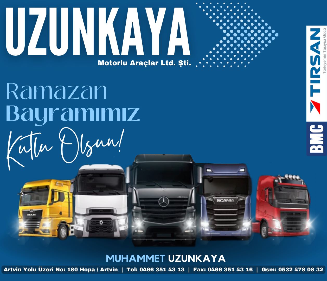 UZUNKAYA MOTORLU ARAÇLAR RAMAZAN BAYRAMI MESAJI YAYIMLADI