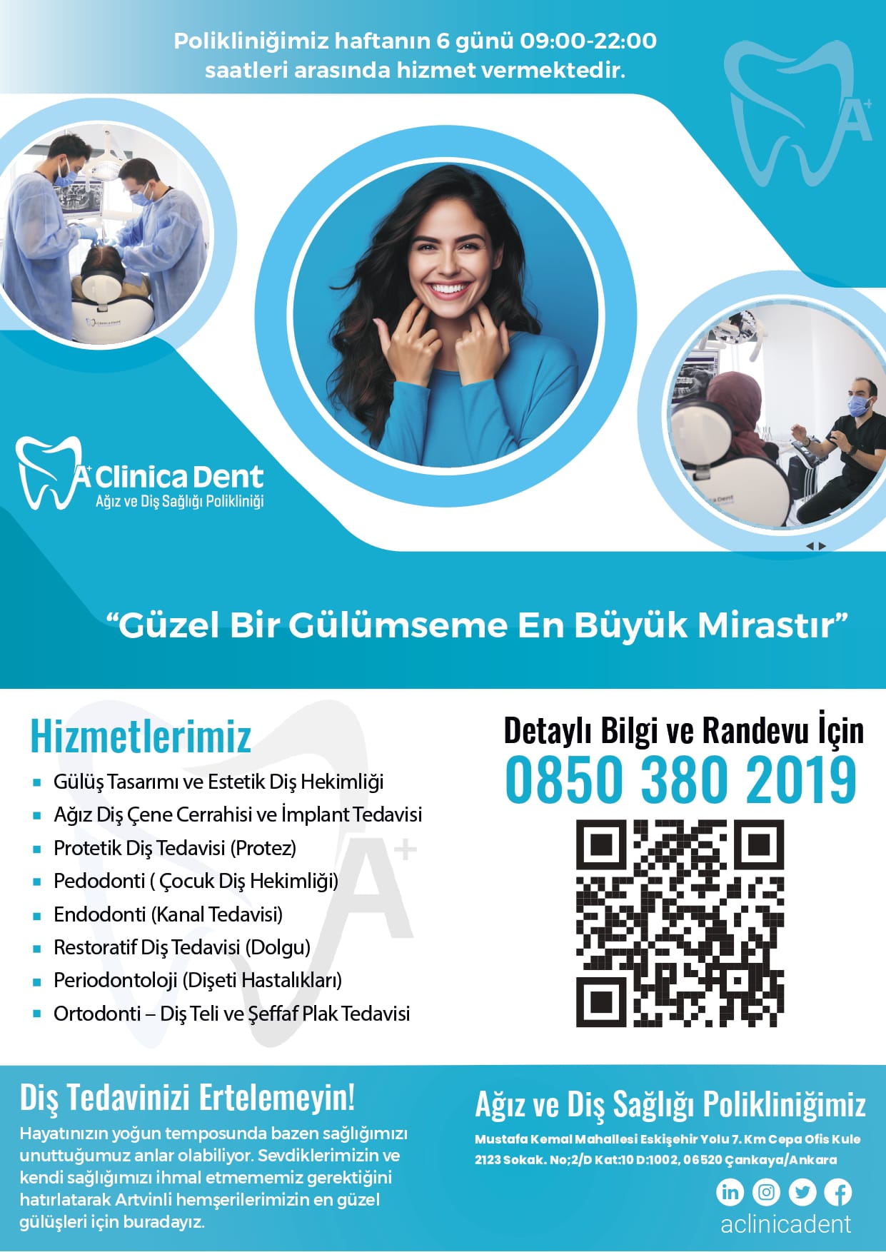 Artvinlilerin Ankara diş ve ağız sağlığını emanet edecekleri Adres A Clinica Dent'ten Özel İndirim 